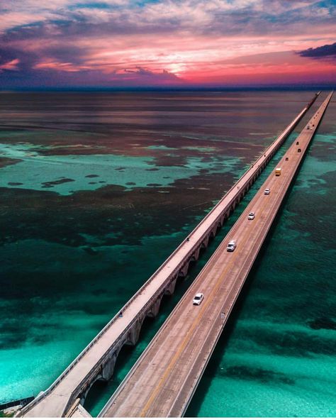 Pure Florida™ on Instagram: “The 7 Mile 📷:@dronetrepreneur  Tag #PureFlorida and @PureFlorida to share!” Seven Mile Bridge, Keywest Florida, Keys Florida, Fl Keys, 2023 Travel, Eco System, Work Tomorrow, Sunset Ocean, Weather Seasons