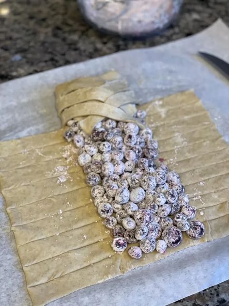 Who doesn’t love a fresh warm strudel coming out of the oven?! I know I do! You will find this to be one of the easiest, fastest and most decadent desserts you have ever created! I used blueberries 🫐 and they are bursting with berry flavor and deliciousness! This recipe is not too sweet, I only add 1tsp. sugar! Ready?! Let’s do this! Look at those beautiful blueberries all covered in sugar and clear jel (or cornstarch)…like a snowy berry wonderland! 🫐 ❄️ There are 3 sections to the… Blueberry Strudel, Blueberry Pastry, Cinnamon Roll Monkey Bread, Strudel Recipes, Snickers Candy, Puff Pastry Crust, Puff Pastry Dough, Baking Desserts, Vanilla Bean Ice Cream