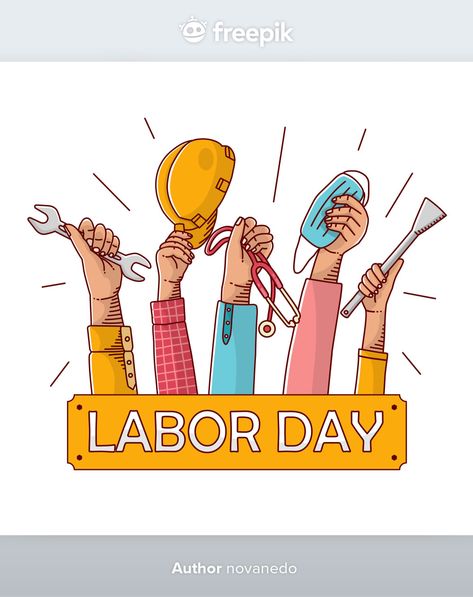 Happy labor day Premium Vector | Premium Vector #Freepik #vector #business #hand #work #event 1st May Labour Day, Labor Day Usa, Malaysia Flag, Happy Labor Day, Sale Banner, Diy Canvas Art Painting, Old Testament, Hand Work, Diy Canvas Art