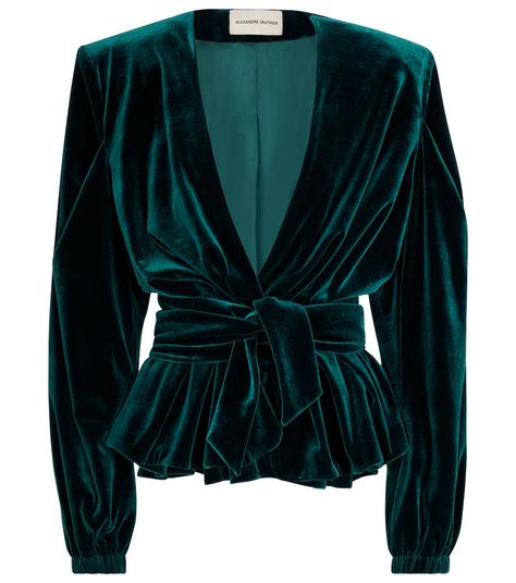 Emerald Green Clothes, Emerald Green Outfit, Luxury Blouse, The Round Up, Green Clothes, Velvet Top Long Sleeve, Velvet Blouse, Dress Jumpsuit, Style Lookbook