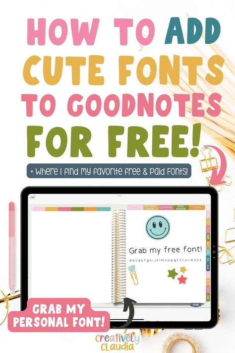 Learn How to Add Cute Fonts to GoodNotes for Free! 💗 Goodnotes Download Free, Free Digital Planner Fonts, Goodnotes For Teachers, Goodnotes Flashcards Free, How To Make Goodnotes Template, How To Add Fonts To Goodnotes, Free Fonts For Goodnotes, Goodnotes Fonts Free Ipad, Free Goodnotes Journal