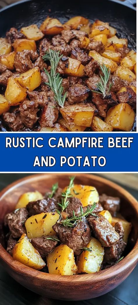 Rustic Campfire Beef and Potato Campfire Stew, Teriyaki Beef, Beef And Potatoes, Venison Recipes, Beef Stew Meat, Stew Meat, Cozy Meals, Potato Recipe, Herbs And Spices