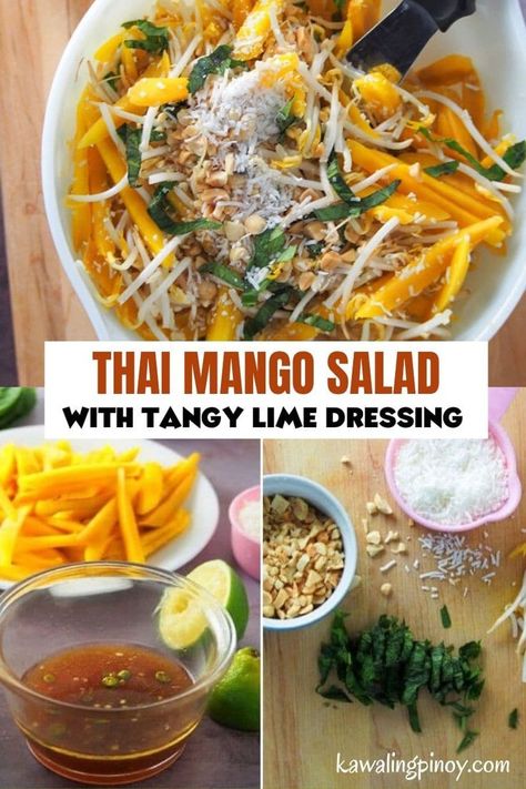 Thai Mango Salad, Thai Appetizer, Thai Mango, Clean Eating Salads, Thai Salads, Sprouts Salad, Salad Sauce, Mango Salad, Main Dish Salads