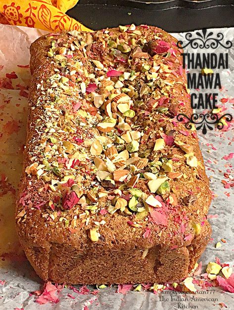 Thandai Mawa Cake Mawa Cake Recipe, Thandai Recipes, Indian Mithai, Irish Apple Cake, Holi Recipes, Egg Free Cakes, Indian Cake, Rich Cake, Flat Breads