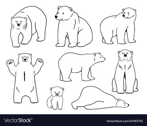 Polar Bear Outline Printable, Polar Bear Sketch, Bear Line Art, Polar Bear Outline, Sketch Outline, Bear Sketch, Bear Sitting, Candle Brand, White Polar Bear