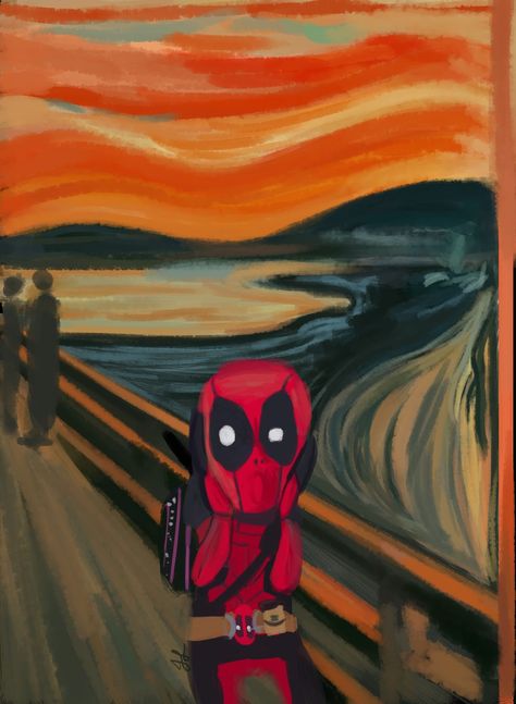 'The Scream' Parody - Deadpool Alternative Painting, Scream Parody, Art Mona Lisa, Popular Paintings, Expressionist Artists, The Mona Lisa, Dead Pool, The Scream, Edvard Munch