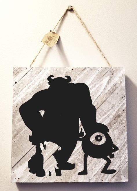 Monsters Inc Silhouette, Monster Co, Spray Paint Stencils, Disney Room, Disney Room Decor, Disney Decals, Paint Stencils, Disney Rooms, Silhouette Wall Art