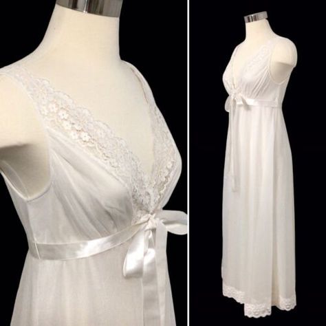 1940 Nightgowns, Long White Nightgown, Vintage Nightgown Aesthetic, Vintage Wedding Nightgown, Babydoll Nightgown Vintage, 50s Nightgown, 1930s Nightgown, 60s Nightgown, 1950s Nightgown