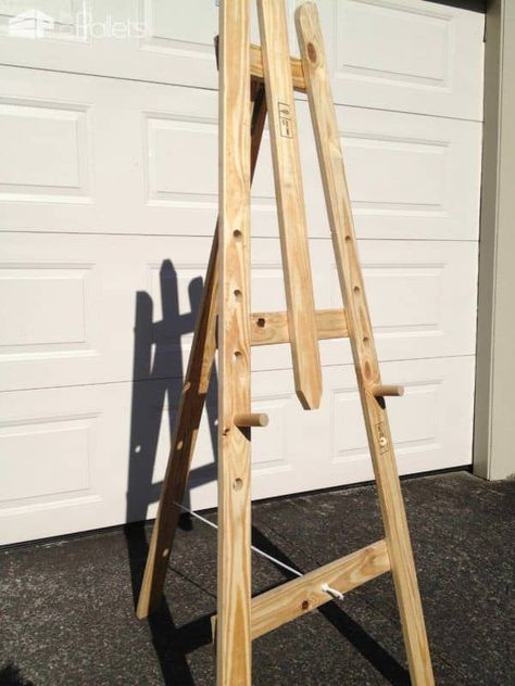 Painters Easel, Diy Easel, Pallet Home Decor, Pallet Walls, 1001 Pallets, Artist Easel, Wood Easel, Wooden Easel, Art Easel