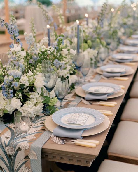 Romantic Blue Wedding, Sophisticated Color Palette, Dinner Party Decor, Blue White Weddings, Hues Of Blue, Blue Bridal Shower, Blue Themed Wedding, Dusty Blue Weddings, Future Wedding Plans