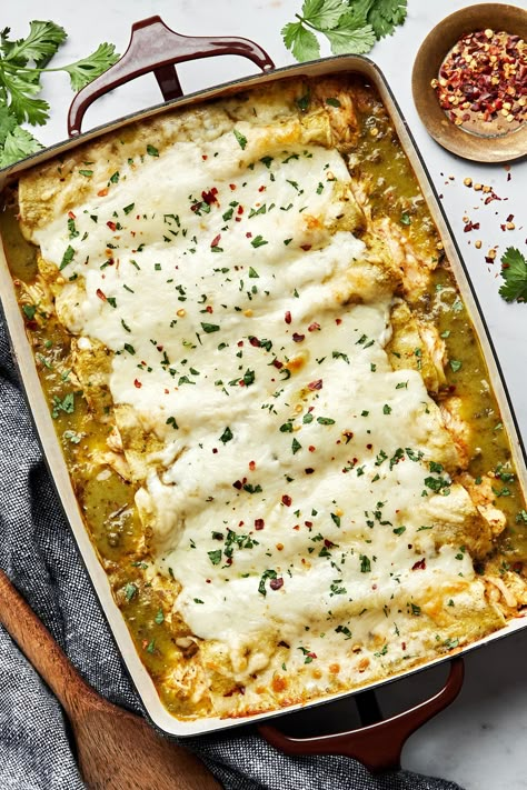 Best Chicken Enchilada Recipe, Easy Enchilada Recipe, Green Chicken Enchiladas, Best Enchiladas, Modern Proper, The Modern Proper, Cheesy Chicken Enchiladas, Homemade Corn Tortillas, White Chicken Enchiladas