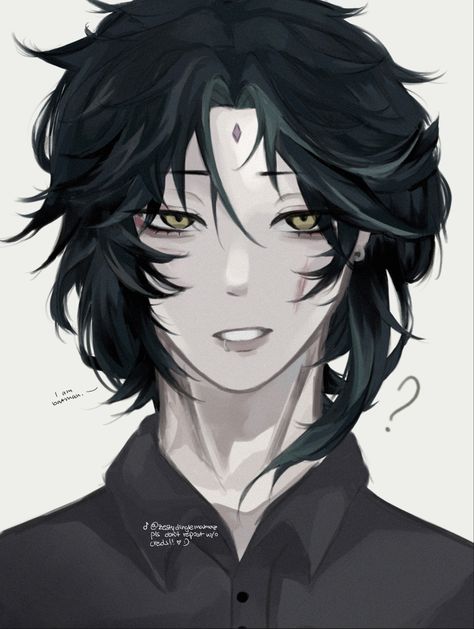 xiao fro genshit Xiao Haircut Real Life, Xiao Long Hair, Genshin Fanart, He Makes Me Happy, I'm A Simp, Drawing Ideas, Genshin Impact, Character Art, That Look