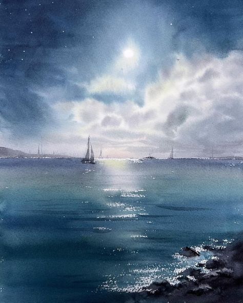 HomelikeArt by Eugenia Gorbacheva Eugenia Gorbacheva, John Lovett, Watercolor Water, Watercolor Lessons, Painting Medium, Watercolor Inspiration, Buy Paintings, Watercolor Cards, Mountain Landscape