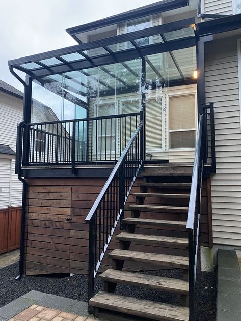 Balcony Glass Covering Ideas, Sunroom Sliding Glass Doors, Glass Enclosed Patio, Glass Patio Enclosure, Sunroom Addition Off Bedroom Master Suite, Glass Balcony Ideas, Deck Enclosures, Glass Porch, Covered Backyard