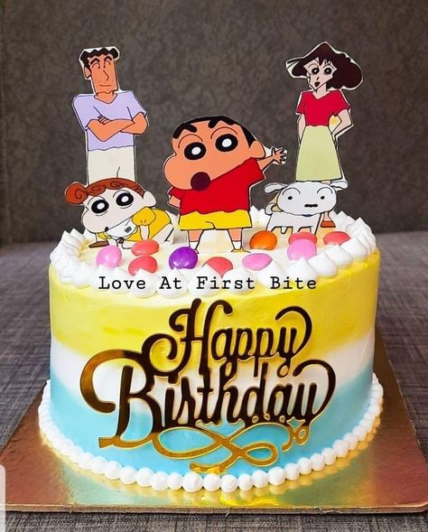 Shin Chan Cake Design, Shinchan Theme Cake, Shinchan Cake Birthday, Shin Chan Cake, Shinchan Cake, Doraemon Cake, Cake Sizes And Servings, Bd Cake, Cake Designs For Boy