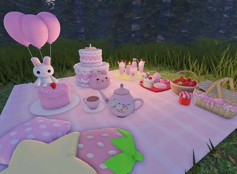 In The Hills Roblox Ideas, Bloxburg Picnic, Kawaii Roblox Games, Cutecore Roblox Games, Cute Roblox Games, Adopt Me Small House Ideas, Hello Kitty Games, Girly Games, Picnic Games