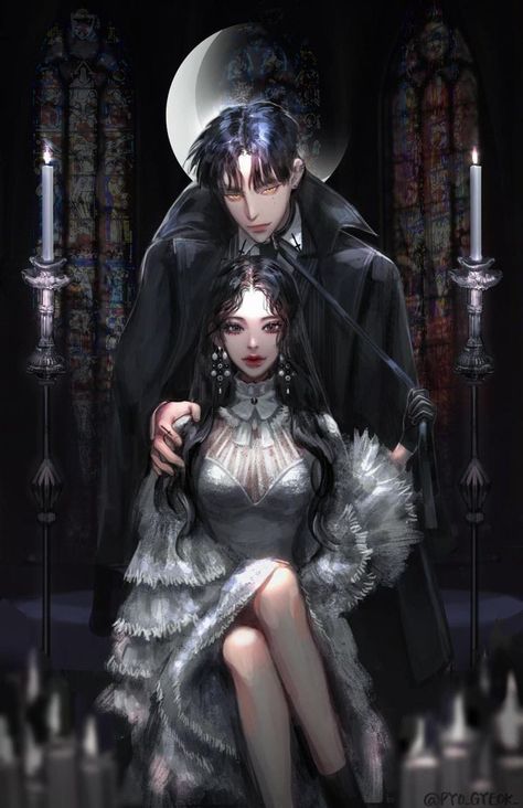 Evil Couple Art, Evil Couple, Digital Art Couple, Fantasy Art Couples, Fantasy Couples, Art Couple, Japon Illustration, Anime Love Couple, Arte Fantasy