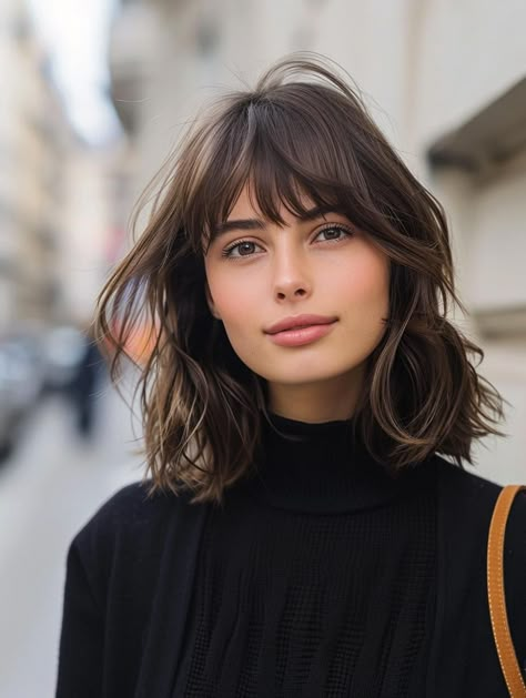 Curtain Bangs Medium Bob, Shoulder Length Hair With Curtain Fringe, Shoulder Lenght Haircut Girl With Bangs, Bob Fine Hair Bangs, Long Bob With Bangs Thick Hair, French Bob With Bangs Oval Face, Shoulder Length Hair With Layers Round Face, Fine Hair Bangs Shoulder Length, Neck Length Hair With Bangs