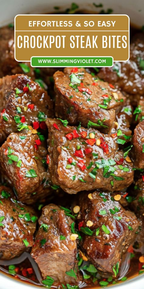 Tender, savory, and easy-to-make steak bites that you can prepare in your crockpot? Yes, please! These delicious, juicy steak bites are made with simple, affordable ingredients and are a hit for meal prep or a quick dinner. Packed with flavor and super tender, these steak bites are perfect for bowls, salads, or tacos. Healthy, high-protein, and easy to make, this dish is family-friendly and will keep everyone satisfied. If you love steak but want a quick, simple recipe, this one’s for you. Save this recipe to make your next meal prep a breeze! It’s perfect for busy days when you still want a delicious, hearty meal. Keto Beef Recipes Crockpot, Steak Recipes In Crock Pot, High Protein Steak Meal Prep, Steak Bites Crockpot Slow Cooker, Keto Crockpot Recipes Beef, Steak Meal Prep Healthy, Steak Meal Prep Ideas, Steak Bites Crockpot, Steak Crockpot Recipes