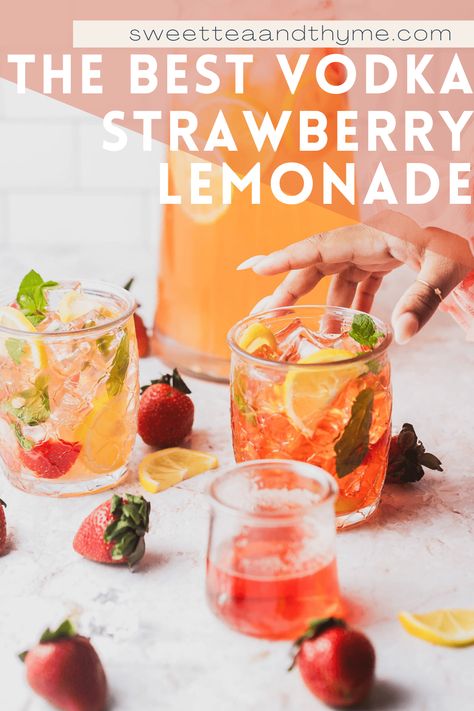 Nothing says summertime like vodka strawberry lemonade cocktails! These refreshing drinks are perfect for dining al fresco, and are sure to please everyone at your next party. They are easy to make, and can be tailored to fit your taste preferences. So grab a pitcher of vodka strawberry lemonade and enjoy the warm weather! Strawberry Vodka Lemonade, Strawberry Lemonade Cocktail, Fruity Summer Drinks, Lemonade Cocktails, Vodka Mixed Drinks, Easy Summer Cocktail Recipes, Homemade Strawberry Lemonade, Strawberry Vodka, Summer Drinks Alcohol