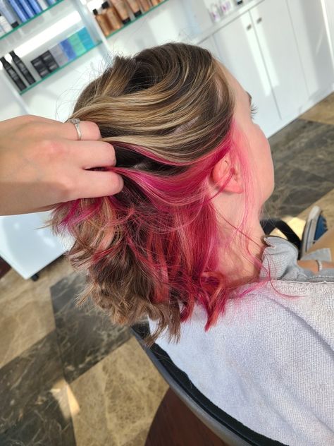 Peek a boo pink Pink Peek A Boo Hair, Peek A Boo Pink Hair, Peek A Boo Pink, Peek A Boo Hair, Peak A Boo, Pink Hair Color, October Pink, Hair Color Pink, Peek A Boo