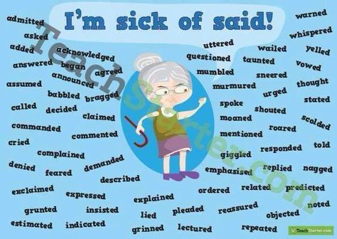 I'm sick of 'said' Another Word For Said, Words Other Than Said, Said Synonyms, Other Words For Said, Synonym Posters, Writing Traits, Writing Childrens Books, Teaching Literacy, Essay Help