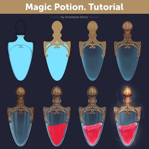 Magic Potion. Tutorial | Patreon Potion Tutorial, Magic Tutorial, Teaching Drawing, Bottle Drawing, Magic Potion, Sketches Tutorial, Coloring Tutorial, Potion Bottle, Painting Videos