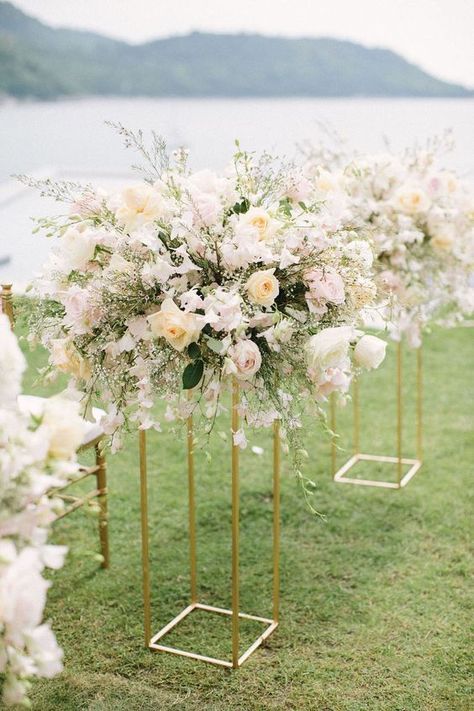 Walkway Wedding Decor, Wedding Walkway Decorations, Aisle Flowers Wedding Walkways, Wedding Walkway Ideas, Wedding Walkway, Standing Flower, Ceremony Aisle, Thailand Phuket, Street Vendors