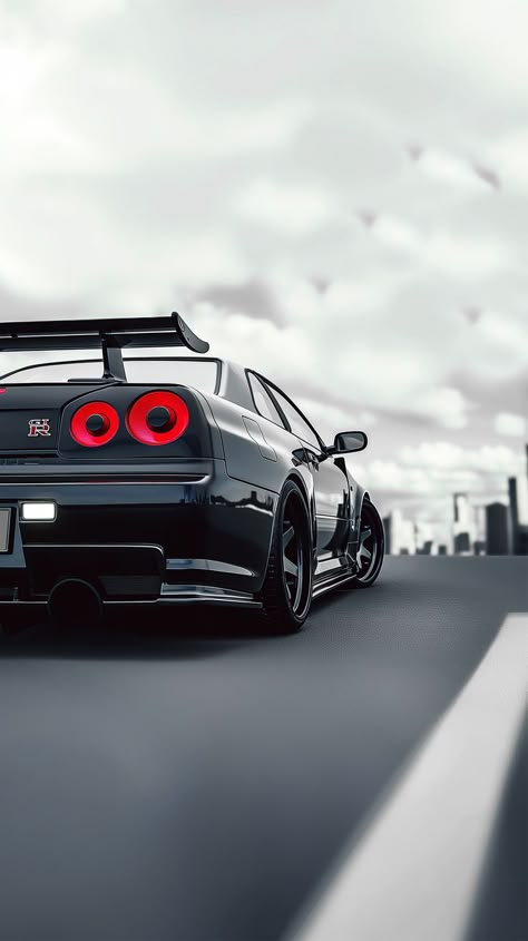 Dark GTR car wallpaper - Unleash the power and intensity of the GTR on your screen with this dark car wallpaper. Experience the sleek design and thrilling vibes. #GTR #CarWallpaper #DarkMode #IntenseVibes Skyline Gtr R34 Wallpapers Iphone, Gtr Car Wallpaper, Skyline R34 Wallpaper, Car Wallpapers 4k, Car 4k Wallpaper, Nissan Gtr 34, Car Wallpaper 4k, Car Obsession, Mini Morris