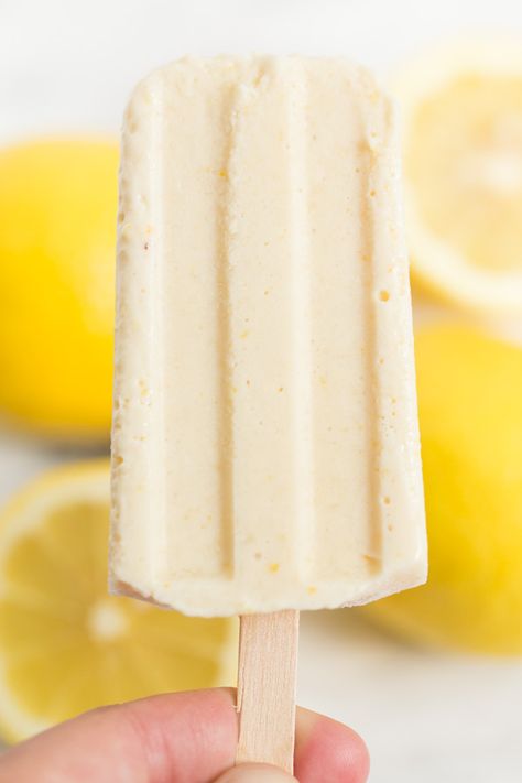 Lemon Ice Popsicle, Lemon Popcycles, Lemon Ice Pops, Italian Ice Pops, Lemon Popsicles Recipes, Almond Milk Popsicles, Coconut Sweetened Condensed Milk, Popcicles Recipes, Lemon Popsicles