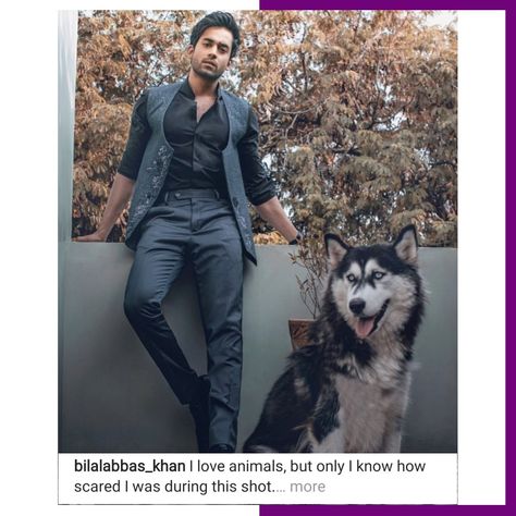 Bilal Abbas uploaded his picture from latest shoot with a hilarious caption and it really seems funny😂😂 #BilalAbbasKhan #siberianhusky #husky #mendresses Bilal Abbas Khan, Bilal Abbas, King Of Hearts, Love Animals, Boys Dpz, Stylish Boys, Beautiful Person, Pakistani Fashion, My Crush