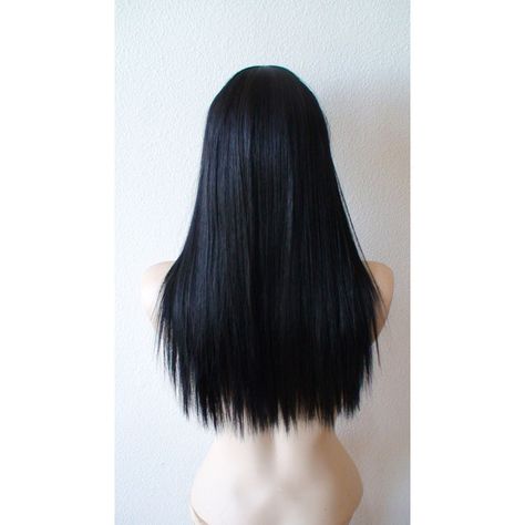 Black wig. Medium length straight black hair wig. Kenzie's long... ($98) ❤ liked on Polyvore featuring beauty products, haircare, hair styling tools, hair, hairstyle and kenzie Black Hair W Bangs, Hair W Bangs, Black Hair Wig, Black Hair Bangs, Long Straight Black Hair, Black Hair Wigs, Black Curly Wig, Straight Black Hair, Hair Styling Tools