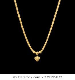 Golden Chain Isolated On Black Background Stock Photo (Edit Now) 279195872 Thali Designs, Gold Pendant Necklace Jewellery, Gold Neck Chain, Small Gold Necklace, Kids Gold Jewelry, Gold Jewels Design, Gold Jewelry Simple Necklace, Gold Mangalsutra Designs, Simple Chain