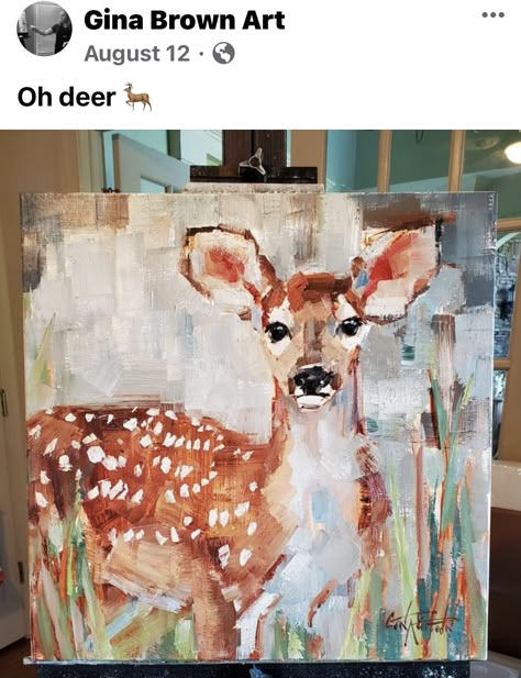 Woodland Oil Painting, How To Paint A Deer On Canvas, Impressionist Paintings Animals, Gina Brown Art, Deer Painting Canvases, Abstract Deer Painting, Deer Oil Painting, Deer Painting Acrylic, Deer Canvas Painting