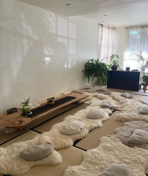 Baelyn Elspeth, Room Service Aesthetic, Well Being Aesthetic, Small Yoga Space, Yoga Ceremony, Home Zen Space, Room Ideas Beachy, Healing Room Ideas, Medicine Ceremony