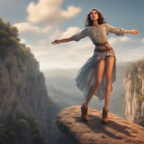 #art in the #cartoon illustration style. a beautiful woman standing with arms outstretched at the edge of a cliff Edge Of A Cliff, Pretty Ppl, The Cartoon, Illustration Style, Woman Standing, Cartoon Illustration, Beautiful Woman, The Edge, Fashion Illustration