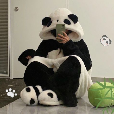 Color: Panda Robe Pants, Size: XL Cute Panda Outfits, Wonzies Pajamas Cute, Fluffy Pyjamas Aesthetic, Cute Pajama Sets For Women, Cute Onesies For Women, Cute Pajamas Aesthetic, Aesthetic Pjs, Cute Pajamas For Women, Fluffy Pajamas