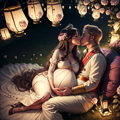 Pregnant Queen Fantasy Art, Pregnant Anime Characters, Royal Pregnancy Aesthetic, Pregnant Art Anime, Pregnant Princess Aesthetic, Pregnant Character Art, Pregnant Couple Drawing, Pregnancy Anime, Anime Pregnant Couple