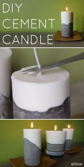 Diy Cement Candle, Candle Tutorial, Decoration Beton, Diy Cement, Cement Candle, Cement Diy, Concrete Diy Projects, Elegant Candles, Concrete Candle