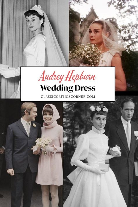 All 5 Iconic Audrey Hepburn Wedding Dress Styles - from Her Personal Life and Movies Audrey Hepburn Wedding Dress Inspiration, Sabrina Wedding Dress, Hepburn Wedding Dress, Audrey Hepburn Style Icon, 1950 Wedding Dress, Audrey Hepburn Wedding Dress, Iconic Audrey Hepburn, Audrey Hepburn Wedding, Audrey Hepburn Style Outfits