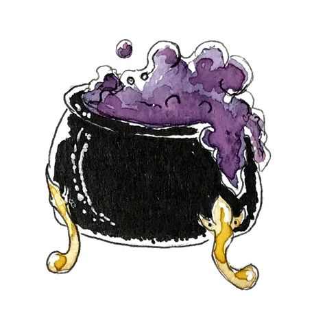 Witches Cauldron Painting, Cauldron Painting Ideas, Witch Cauldron Illustration, Cauldron Art, Halloween Painting, Harry Potter Crafts, Easy Canvas Painting, Simple Acrylic Paintings, Doodles Zentangles