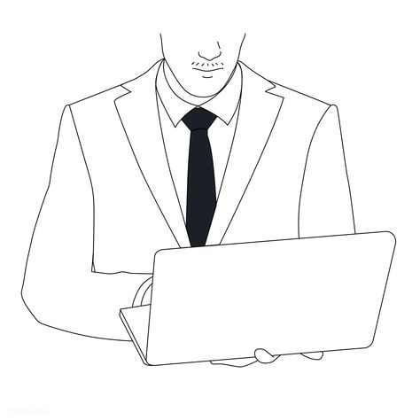 Vector of drawing businessman using laptop | free image by rawpixel.com Business Man Drawing, Businessman Drawing, Fashion Boutique Interior, Video For Business, Illustration Man, Sunset Color Palette, Man Working, Front Page Design, Minecraft Drawings