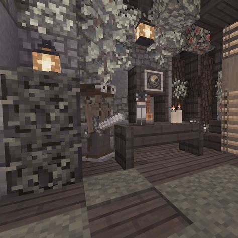 Minecraft Interior Design / decoration Minecraft Black Bedroom Ideas, Minecraft Houses Goth, Goth Minecraft House Interior, Minecraft Gothic Castle, Gothic Minecraft Builds, Goth Minecraft, Minecraft Beds, Emo Room Ideas, Goth Room Ideas