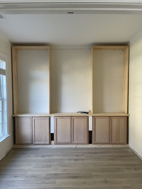 Diy Office Built Ins, Office Built Ins, Built In Shelves Living Room, Living Room Built Ins, Diy Office, Super Busy, Built In Bookcase, Built In Cabinets, Built In Shelves