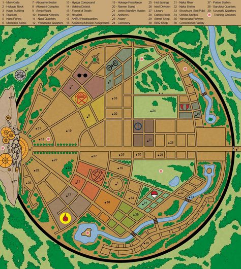 Konoha map Naruto World Map, Konoha Village, Naruto Mignon, Naruto Facts, Village Map, Naruto Oc Characters, Manga Naruto, Naruto Shippuden Sasuke, Naruto Uzumaki Shippuden