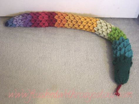 Flushed with Rosy Colour: Rainbow Serpent Draft Stopper Draft Dodger, Door Snake, Door Draft Stopper, Rainbow Serpent, Door Draft, Draft Stopper, Crochet Home Decor, Snake Patterns, Free Knitting Pattern