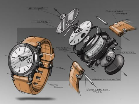 Watch Sketch, Industrial Design Portfolio, Watch Drawing, Design Sketching, Cool Car Drawings, Object Drawing, Industrial Design Sketch, Design Aesthetics, Cad Drawing