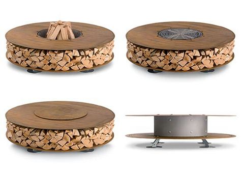 Pit/bbq Outdoor Wood Burning Fireplace, Outdoor Wood Fireplace, Outdoor Fire Pit Designs, Outdoor Fireplace Designs, Freestanding Fireplace, Contemporary Fireplace, Fire Pit Designs, Wood Burning Fires, Wood Fireplace