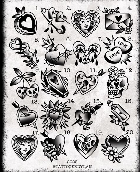 Tattoo Traditional Flash Sheet, Tattoo Flash Practice, Small Trad Tattoo Flash, Small Cute Traditional Tattoos, Tattoo Gap Filler Ideas American Traditional, Small Black And White Traditional Tattoo, Small Traditional Tattoo Fillers Black, Tattoo Design Drawings Traditional, American Traditional Safety Pin Tattoo