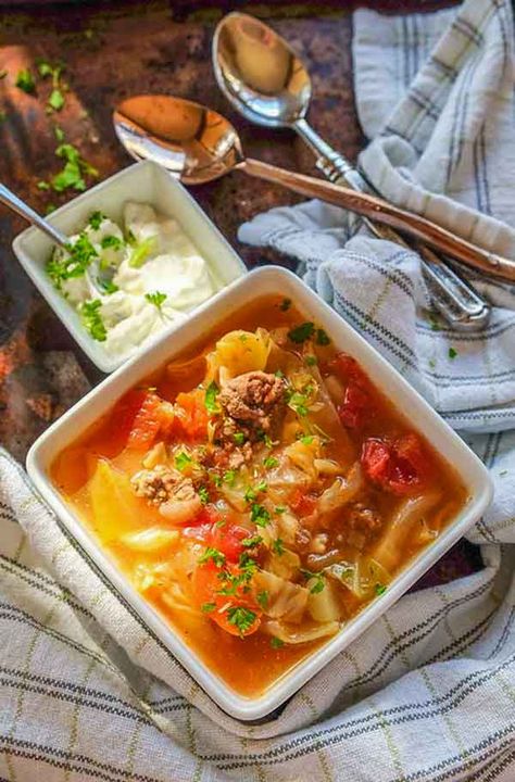 Russian Cabbage And Beef Soup Cabbage And Beef Soup, Russian Cabbage Soup Recipe, Gluten Free Italian Meatballs, Russian Cabbage Soup, Gluten Free Garlic Bread, Beef And Cabbage Soup, Gf Dinners, Cabbage Soup Recipe, Gluten Free Dinner Recipes